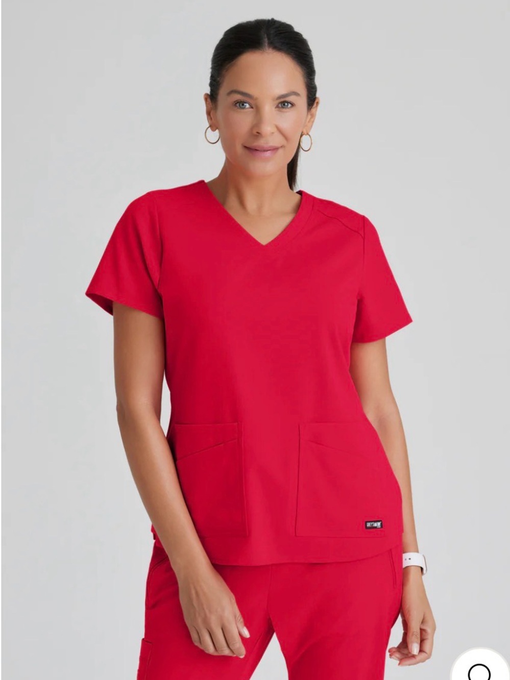 Texas Tech Nursing School Grey's Anatomy Women's Bright Red V-Neck Scrub Top